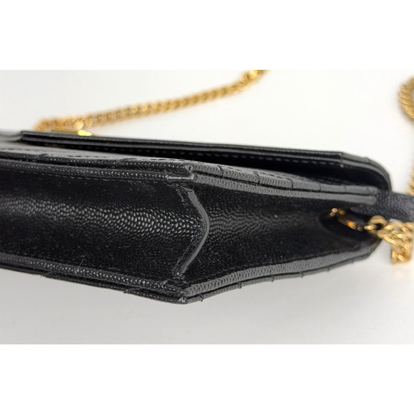 Saint Laurent Monogram Chain Wallet Bag Small Black Chevron Grained Leather - Picture 6 of 16